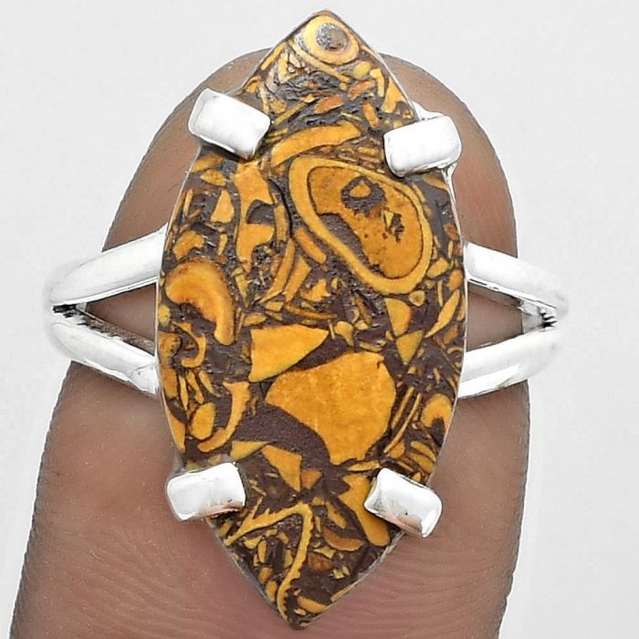 Coquina Fossil Jasper - India Ring size-7.5 SDR151685 R-1089, 12x23 mm