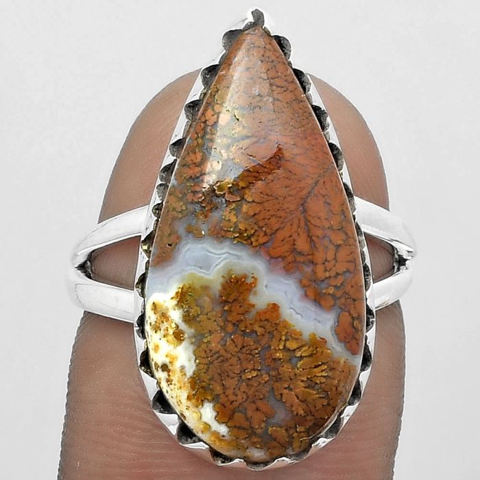 Natural Red Moss Agate Ring size-7 SDR151769 R-1210, 12x24 mm