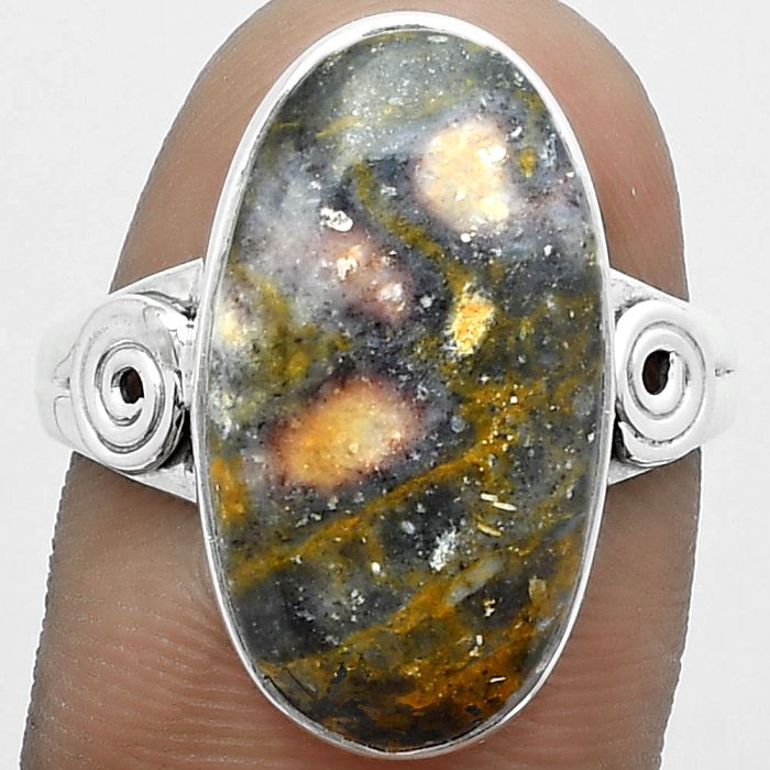 Natural Indian Blanket Jasper Ring size-8.5 SDR151808 R-1315, 11x20 mm