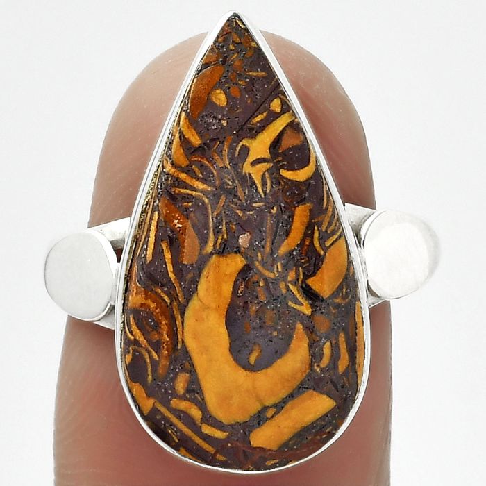 Coquina Fossil Jasper - India Ring size-7.5 SDR152040 R-1715, 12x22 mm