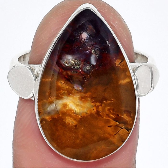 Natural Purple Cow Jasper Ring size-7.5 SDR152055 R-1715, 13x21 mm