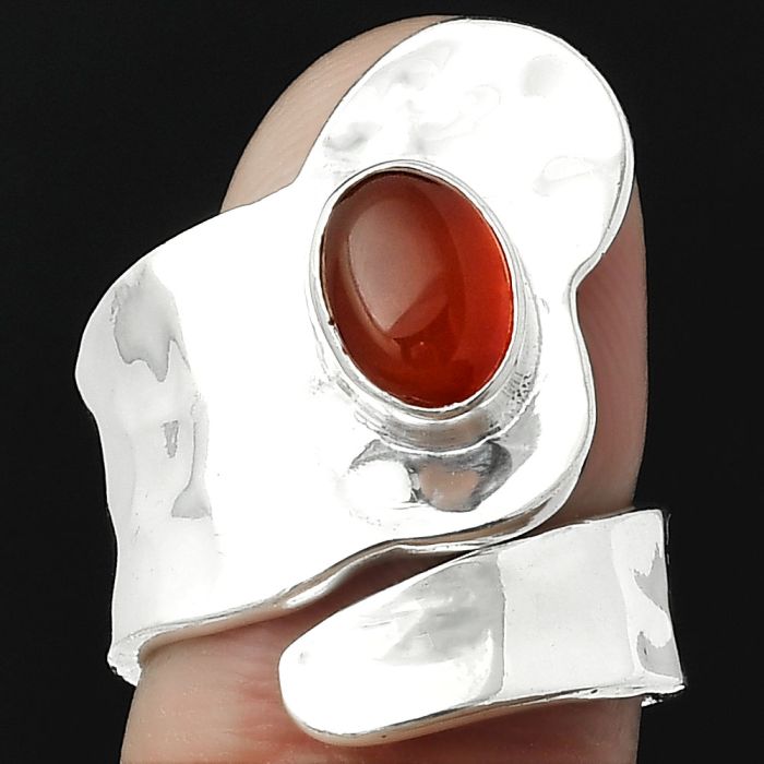 Adjustable - Natural Carnelian Ring size-6 SDR152177 R-1327, 6x8 mm