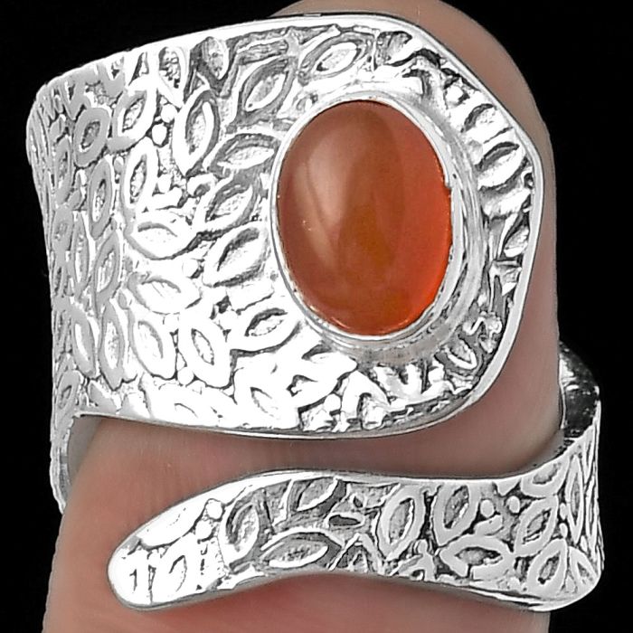 Adjustable - Natural Carnelian Ring size-6 SDR152339 R-1374, 6x8 mm