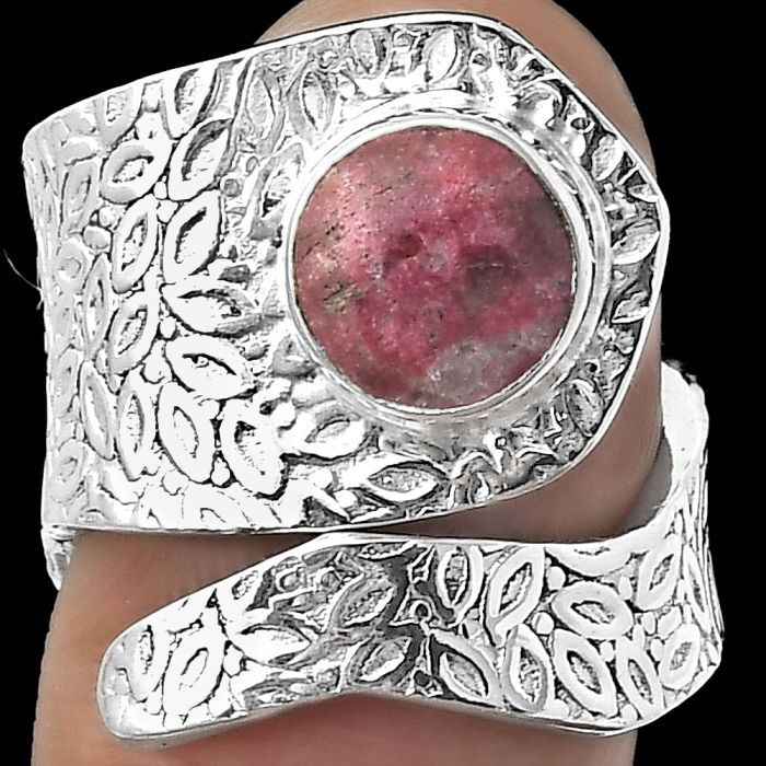 Adjustable - Pink Thulite - Norway Ring size-6 SDR152352 R-1374, 8x8 mm