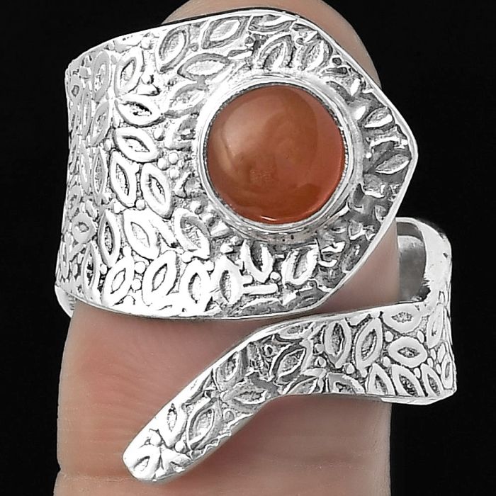 Adjustable - Natural Carnelian Ring size-7.5 SDR152359 R-1374, 7x7 mm