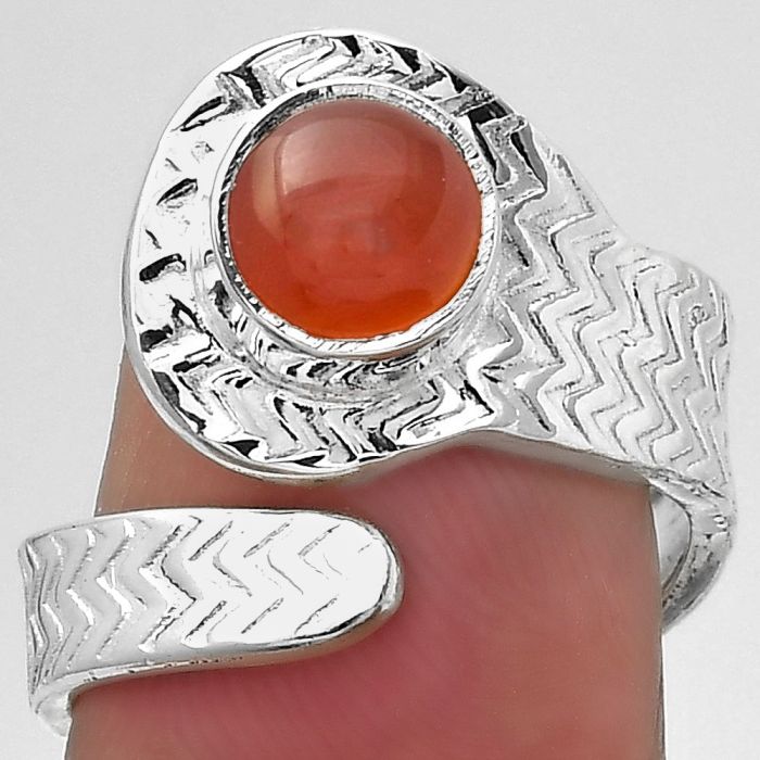 Adjustable - Natural Carnelian Ring size-7.5 SDR152468 R-1374, 7x7 mm