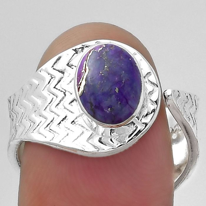 Adjustable - Copper Purple Turquoise Ring size-8.5 SDR152478 R-1381, 7x9 mm