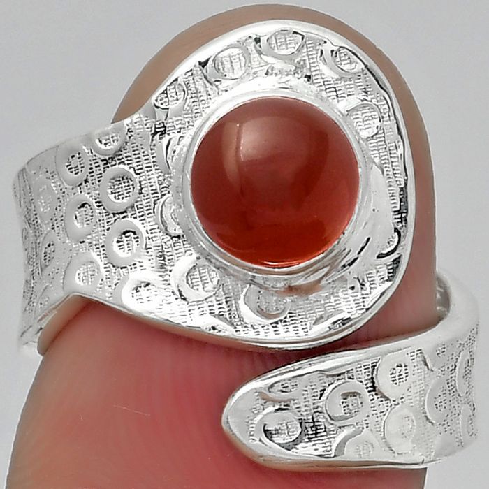 Adjustable - Natural Carnelian Ring size-7 SDR152513 R-1374, 7x7 mm