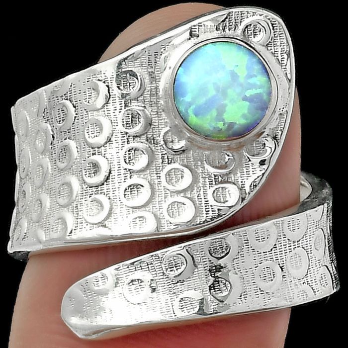 Adjustable - Fire Opal Ring size-7.5 SDR152566 R-1374, 6x6 mm