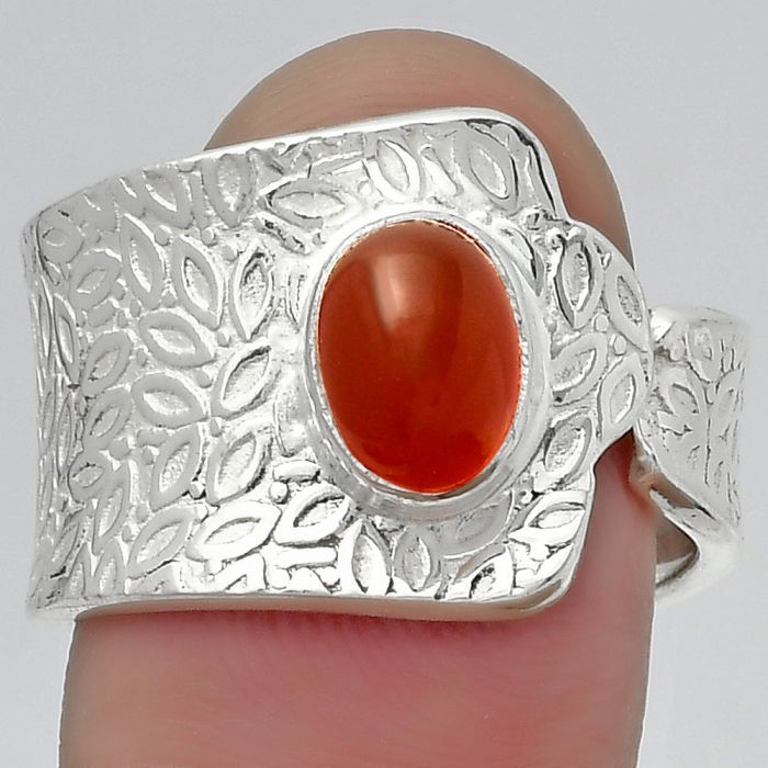 Adjustable - Natural Carnelian Ring size-8 SDR152637 R-1381, 6x8 mm