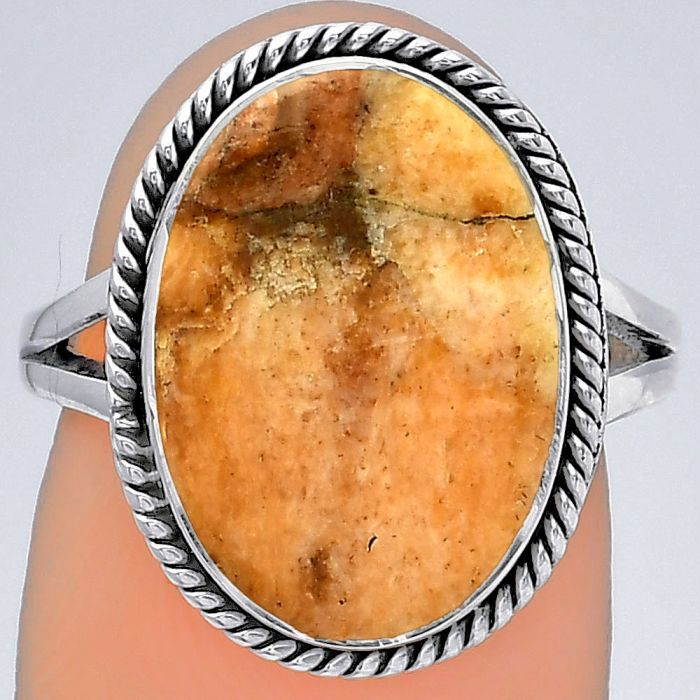 Natural Coral Jasper Ring size-7 SDR152687 R-1010, 11x16 mm