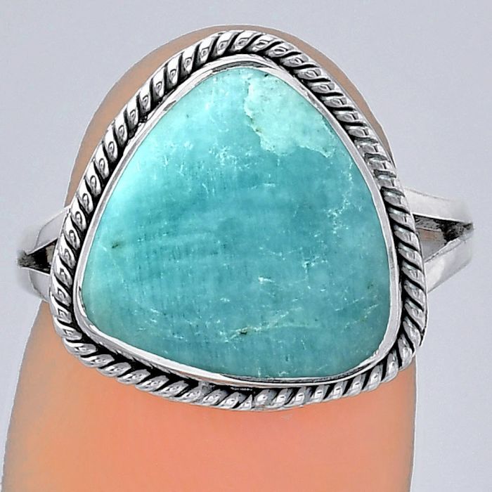 Natural Paraiba Amazonite Ring size-7 SDR152735 R-1010, 13x13 mm