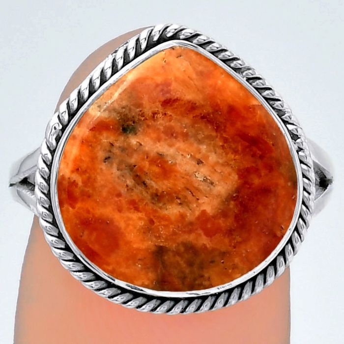 Natural Red Sponge Coral Ring size-8 SDR152914 R-1010, 14x14 mm