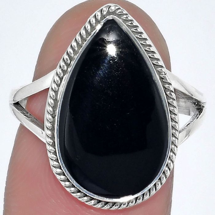 Natural Black Onyx - Brazil Ring size-8 SDR152940 R-1010, 11x18 mm