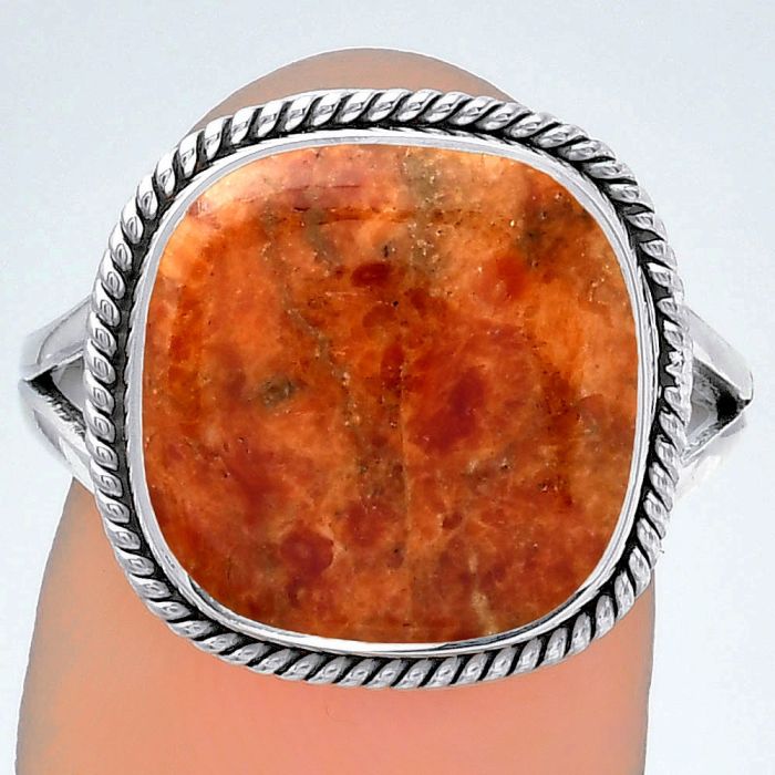 Natural Red Sponge Coral Ring size-8 SDR152993 R-1010, 14x14 mm