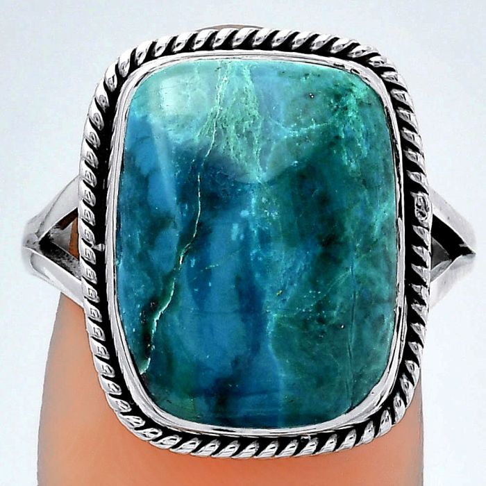 Natural Azurite Chrysocolla Ring size-8 SDR153011 R-1010, 12x16 mm