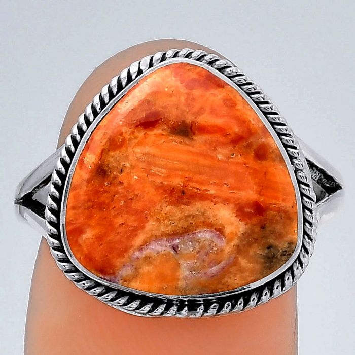 Natural Red Sponge Coral Ring size-8.5 SDR153062 R-1010, 14x14 mm