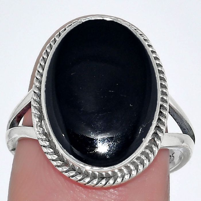 Natural Black Onyx - Brazil Ring size-7.5 SDR153241 R-1010, 12x16 mm