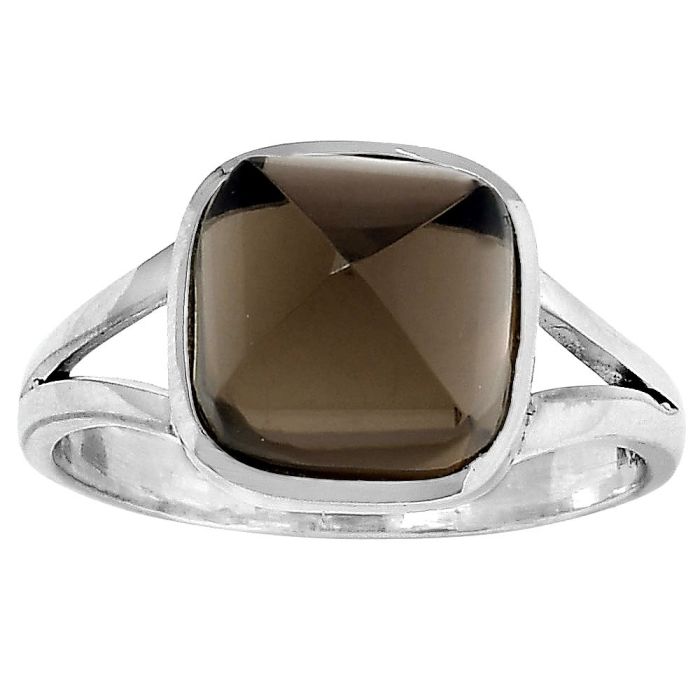 Natural Smoky Quartz - Brazil Ring size-8.5 SDR153354 R-1005, 10x10 mm