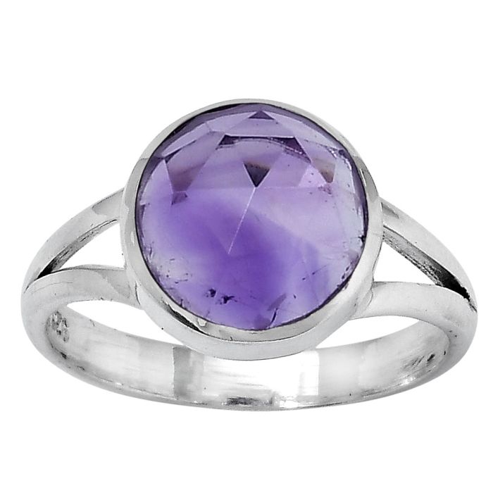 Faceted Natural Amethyst - Brazil Ring size-7.5 SDR153417 R-1005, 10x10 mm