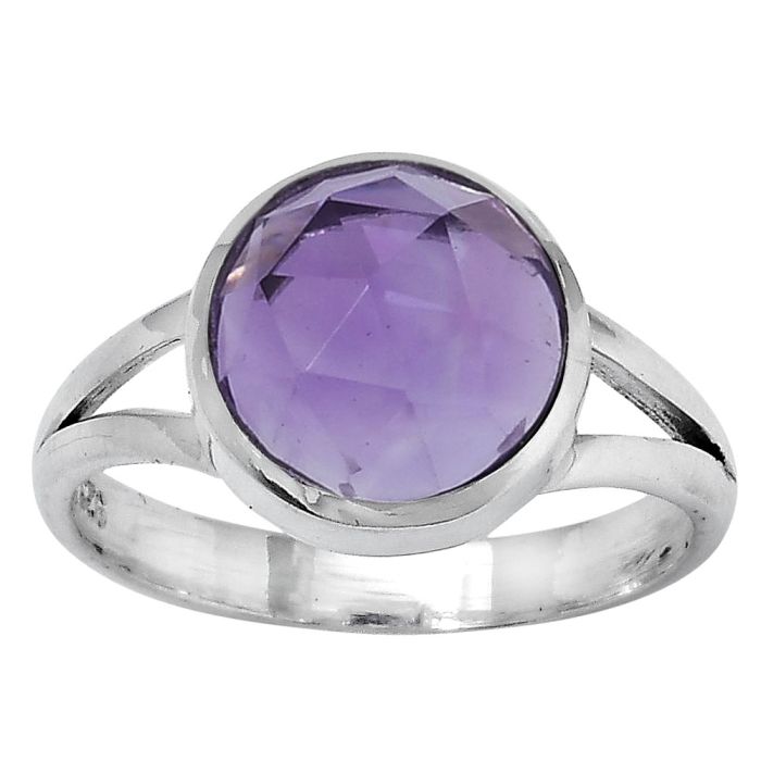 Faceted Natural Amethyst - Brazil Ring size-8 SDR153419 R-1005, 10x10 mm