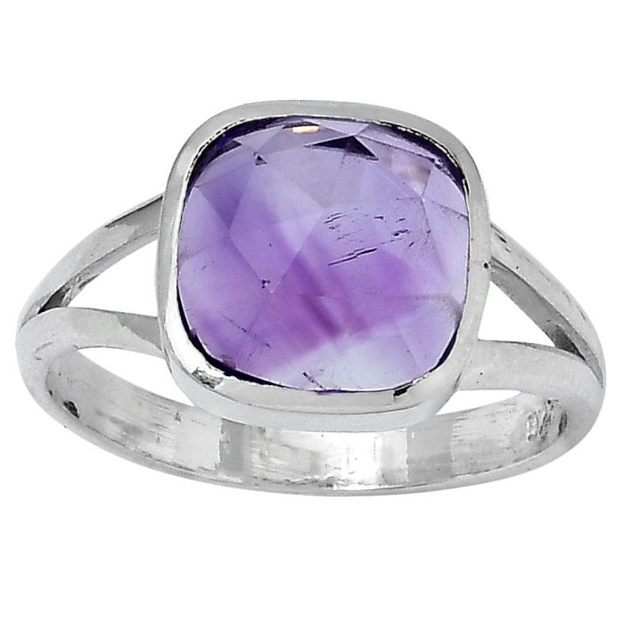 Faceted Natural Amethyst - Brazil Ring size-8.5 SDR153428 R-1005, 10x10 mm