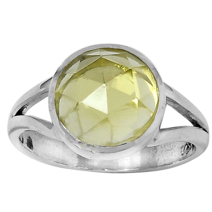 Faceted Natural Lemon Quartz Ring size-8 SDR153437 R-1005, 10x10 mm