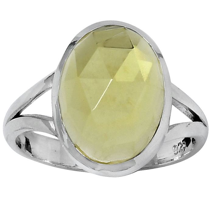 Faceted Natural Lemon Quartz Ring size-7.5 SDR153460 R-1005, 10x14 mm