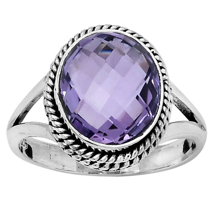 Faceted Natural Amethyst - Brazil Ring size-7.5 SDR153728 R-1010, 10x12 mm