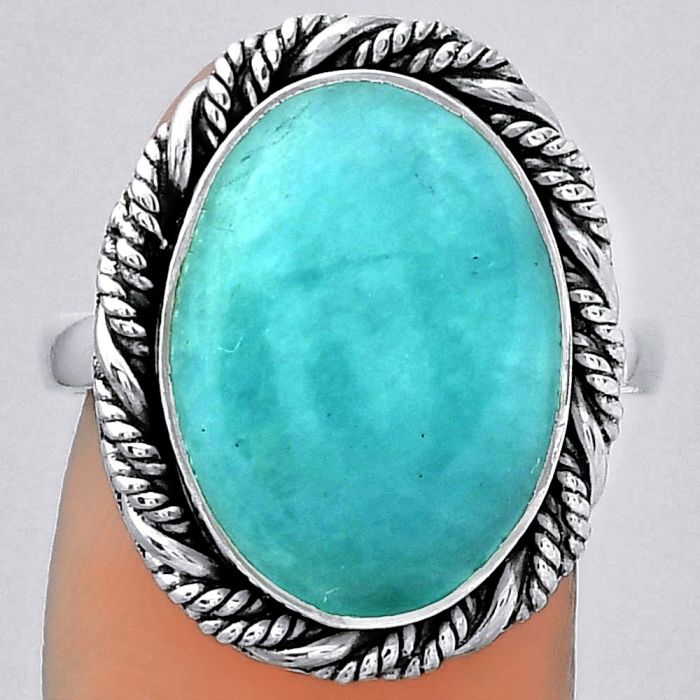 Natural Paraiba Amazonite Ring size-8 SDR153995 R-1013, 12x17 mm