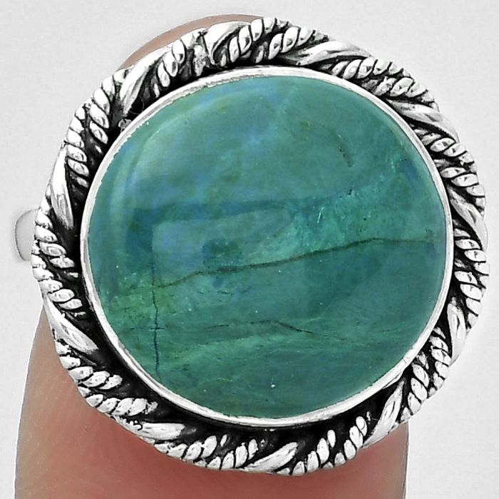 Natural Azurite Chrysocolla Ring size-7.5 SDR154046 R-1013, 15x15 mm