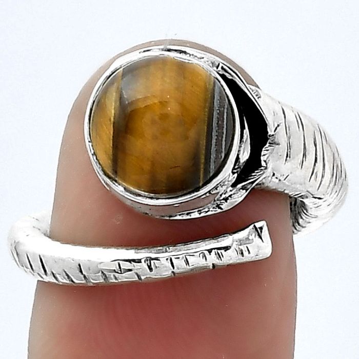 Adjustable - Tiger Eye - Africa Ring size-6.5 SDR154295 R-1306, 9x9 mm