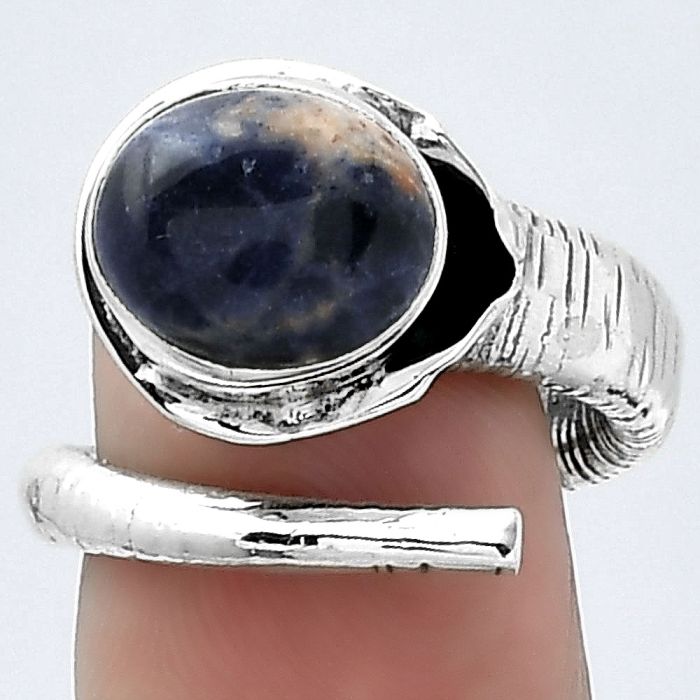 Adjustable - Natural Sodalite Ring size-6.5 SDR154313 R-1306, 10x12 mm