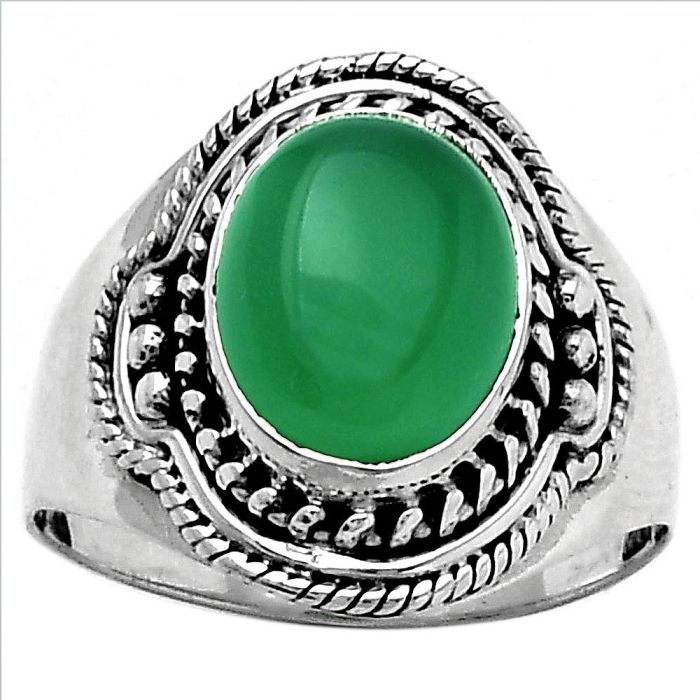 Natural Green Onyx Ring size-7 SDR154592 R-1312, 9x11 mm