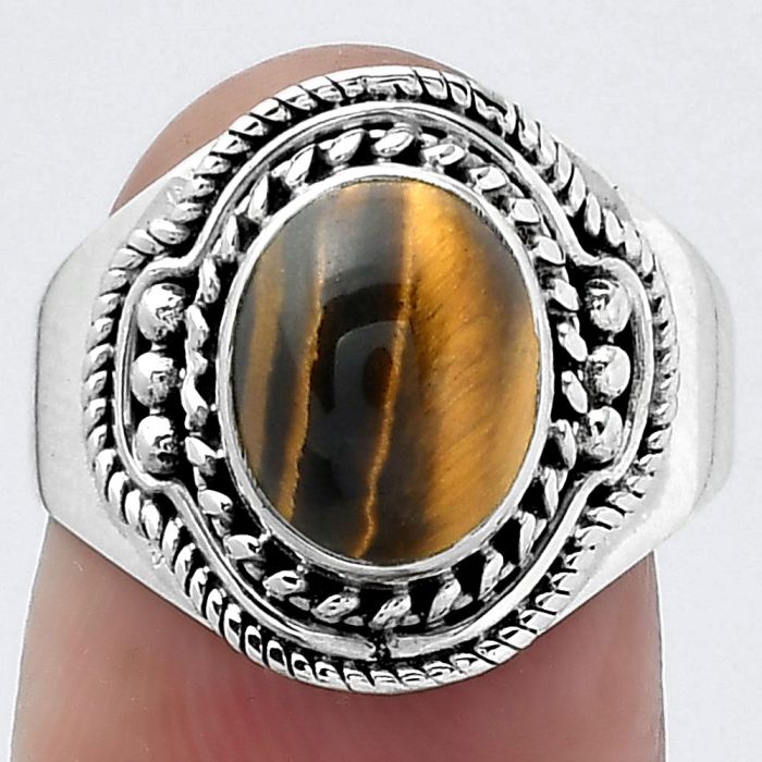 Natural Tiger Eye - Africa Ring size-7.5 SDR154625 R-1312, 7x10 mm