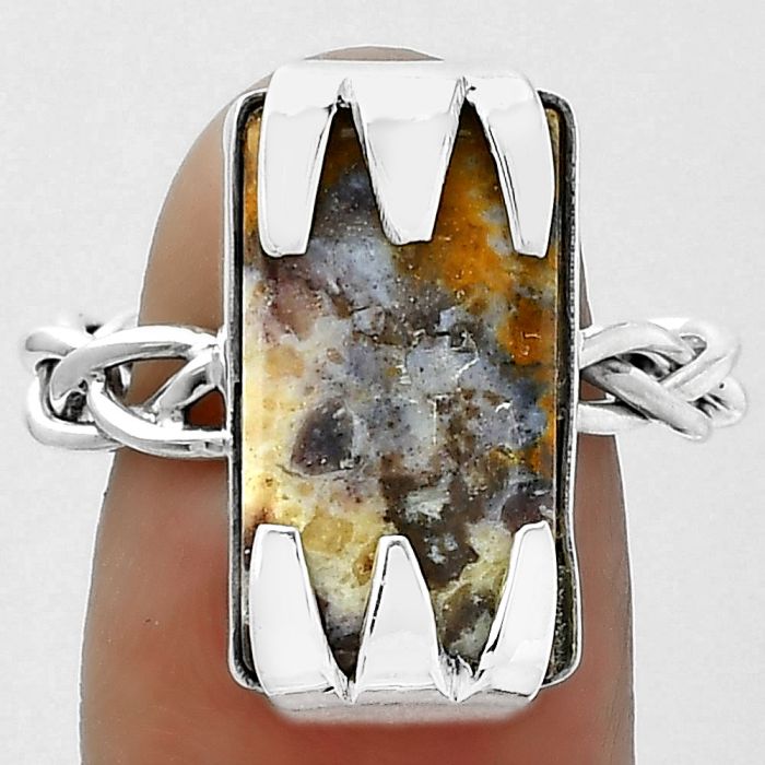 Natural Indian Blanket Jasper Ring size-9 SDR154758 R-1650, 10x18 mm