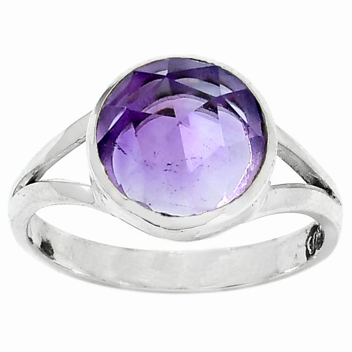 Faceted Natural Amethyst - Brazil Ring size-7.5 SDR154830 R-1005, 10x10 mm