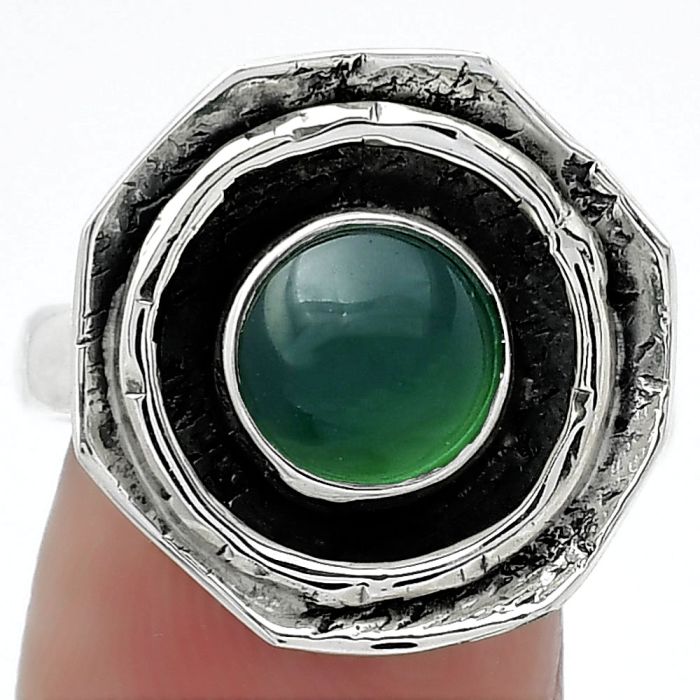 Natural Green Onyx Ring size-8 SDR154856 R-1468, 8x8 mm