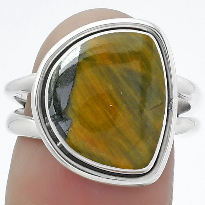 Natural Blue Tiger Eye Ring size-8 SDR154971 R-1156, 12x14 mm