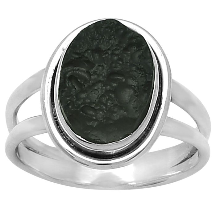 Natural Tektite Rough - Greek Ring size-7 SDR154985 R-1156, 9x12 mm