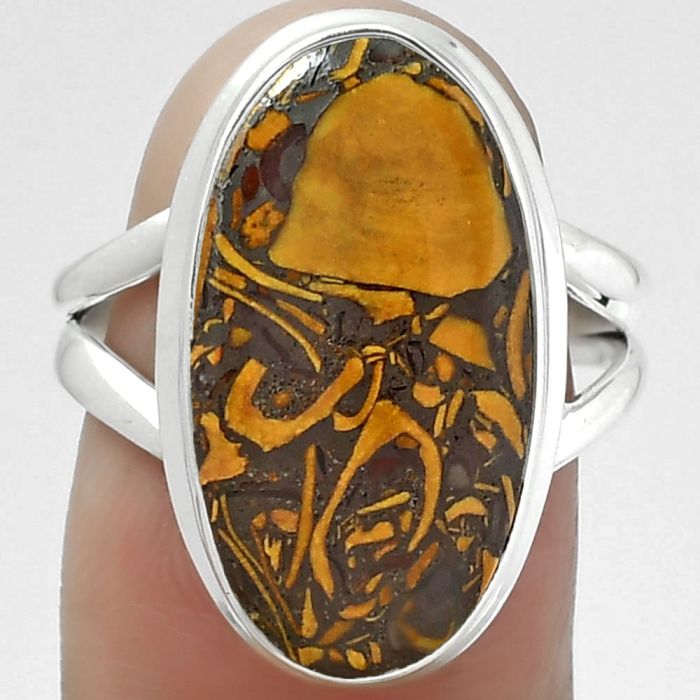 Coquina Fossil Jasper - India Ring size-7.5 SDR155220 R-1008, 11x20 mm