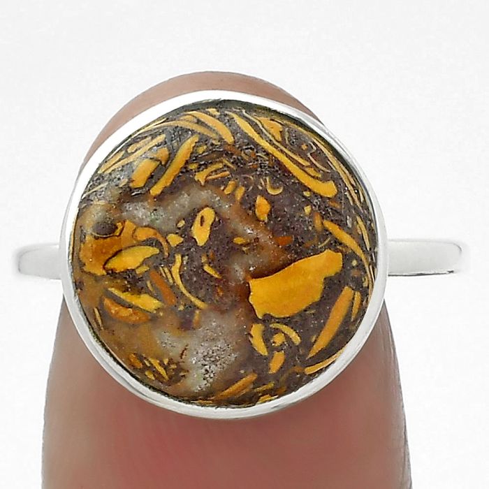 Coquina Fossil Jasper - India Ring size-8.5 SDR155618 R-1001, 13x13 mm