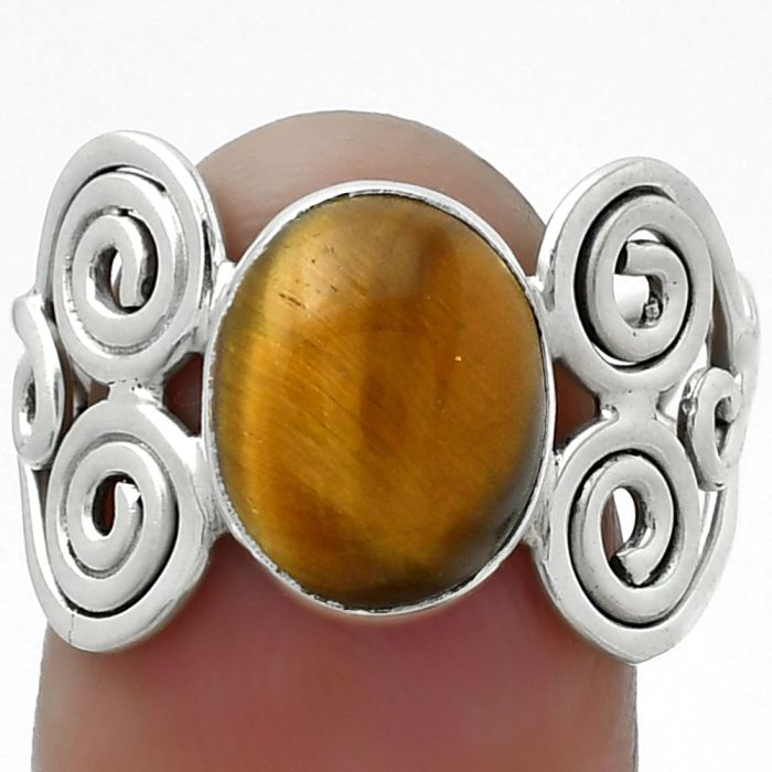 Natural Tiger Eye - Africa Ring size-8 SDR155822 R-1658, 9x11 mm