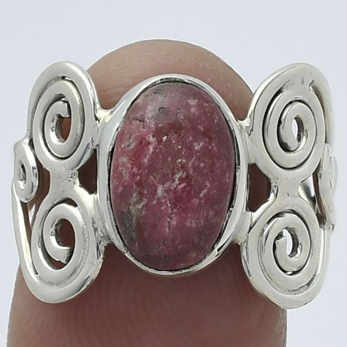 Natural Pink Thulite - Norway Ring size-7 SDR155842 R-1658, 8x11 mm