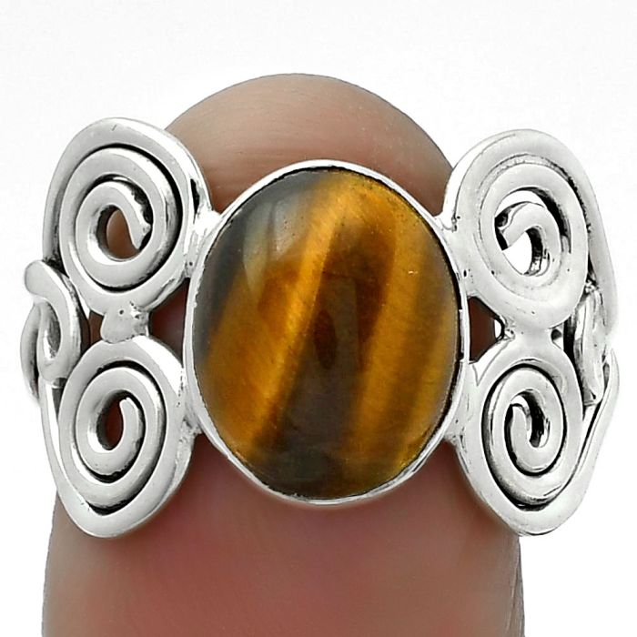 Natural Tiger Eye - Africa Ring size-8 SDR155847 R-1658, 9x11 mm