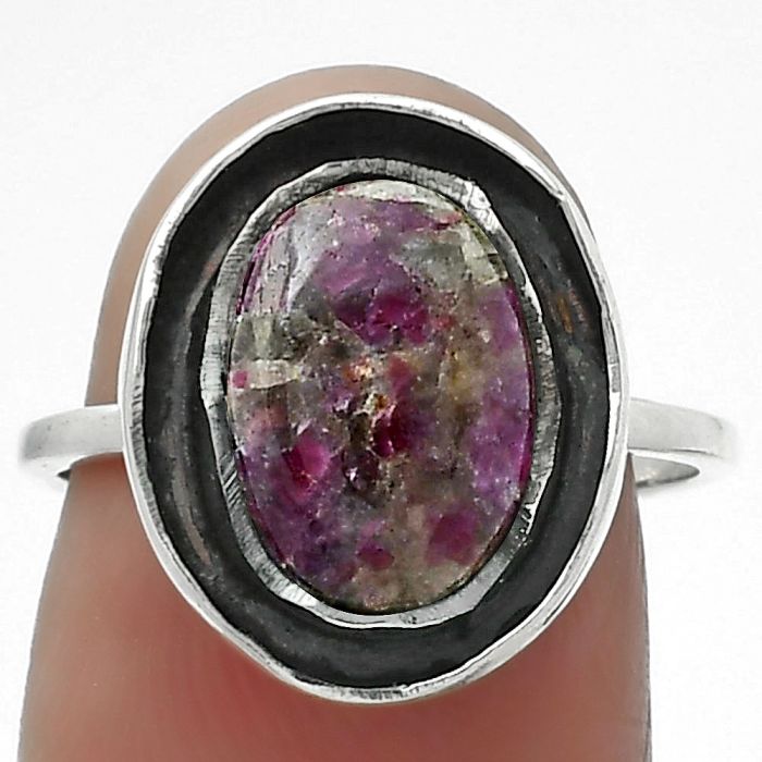 Natural Tourmaline Quartz Ring size-7 SDR155875 R-1468, 9x12 mm