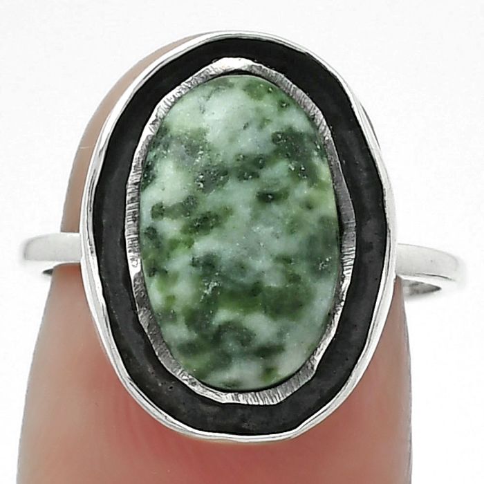 Natural Dioptase Ring size-7 SDR155880 R-1468, 9x13 mm