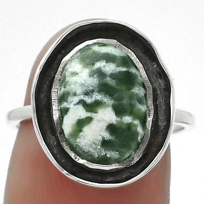 Natural Dioptase Ring size-7 SDR155894 R-1468, 9x12 mm