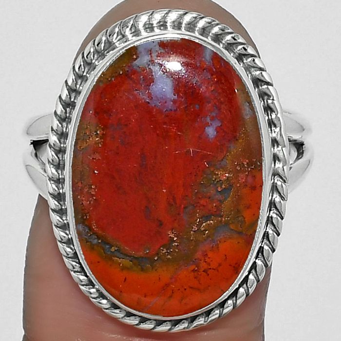 Natural Red Moss Agate Ring size-8 SDR155967 R-1010, 14x19 mm