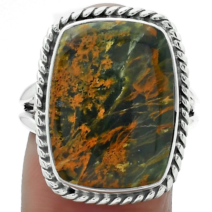 Turkish Rainforest Chrysocolla Ring size-8.5 SDR155988 R-1010, 14x19 mm